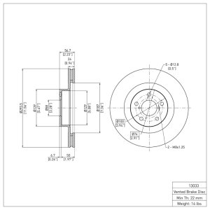 Saab 9-2X Brake Rotor (1) - Front - R1 Concepts - Plain - `01-`08